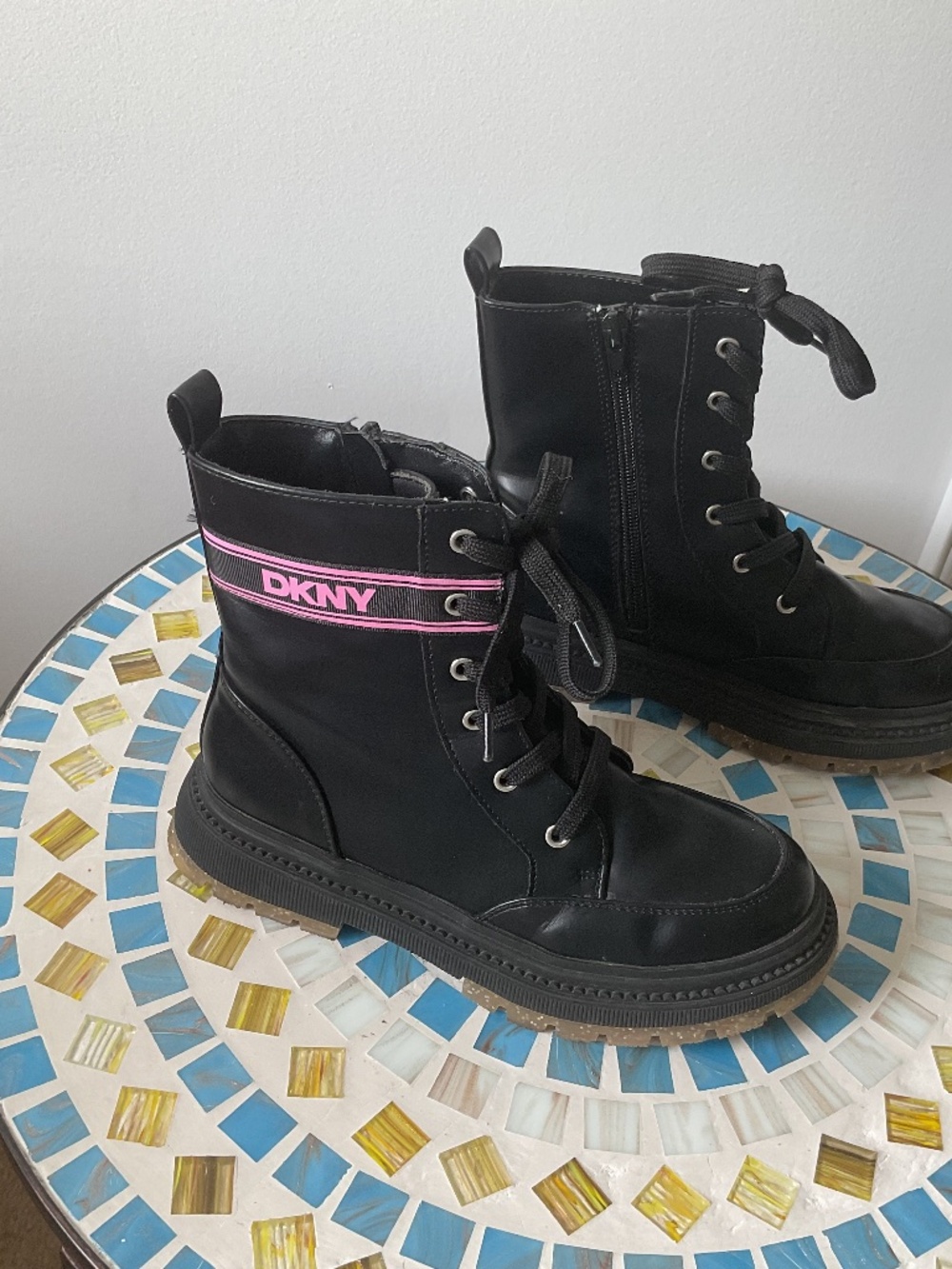Girls DKNY Size 2 Combat Style Boots NWT